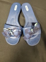 Oka B Womens Sandals Flats Slides Sandals Shoes Navy Blue Plaid Bow Size... - $19.95