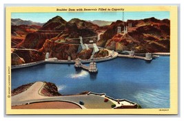 Boulder Dam With Reservoir At Capacity Arizona Nevada NV UNP Linen Postcard S13 - £3.32 GBP