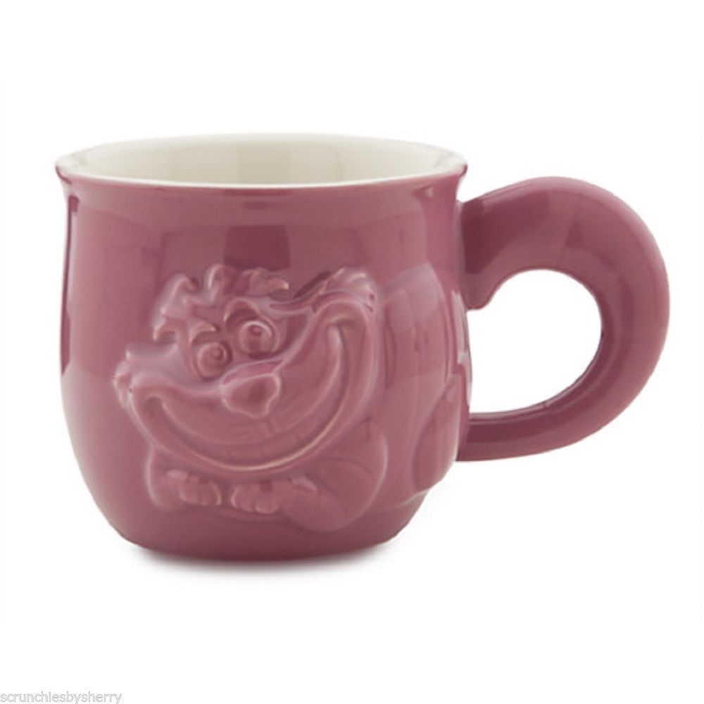 Disney Store Cheshire Cat Figural Coffee Cup Mug Mauve Ceramic New  2014 - $59.95