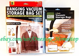 QTY. 5 VACUUM STORAGE BAGS + [ BONUS BAG ], 2 HANGING, 3 STANDARD SPACE ... - £12.62 GBP