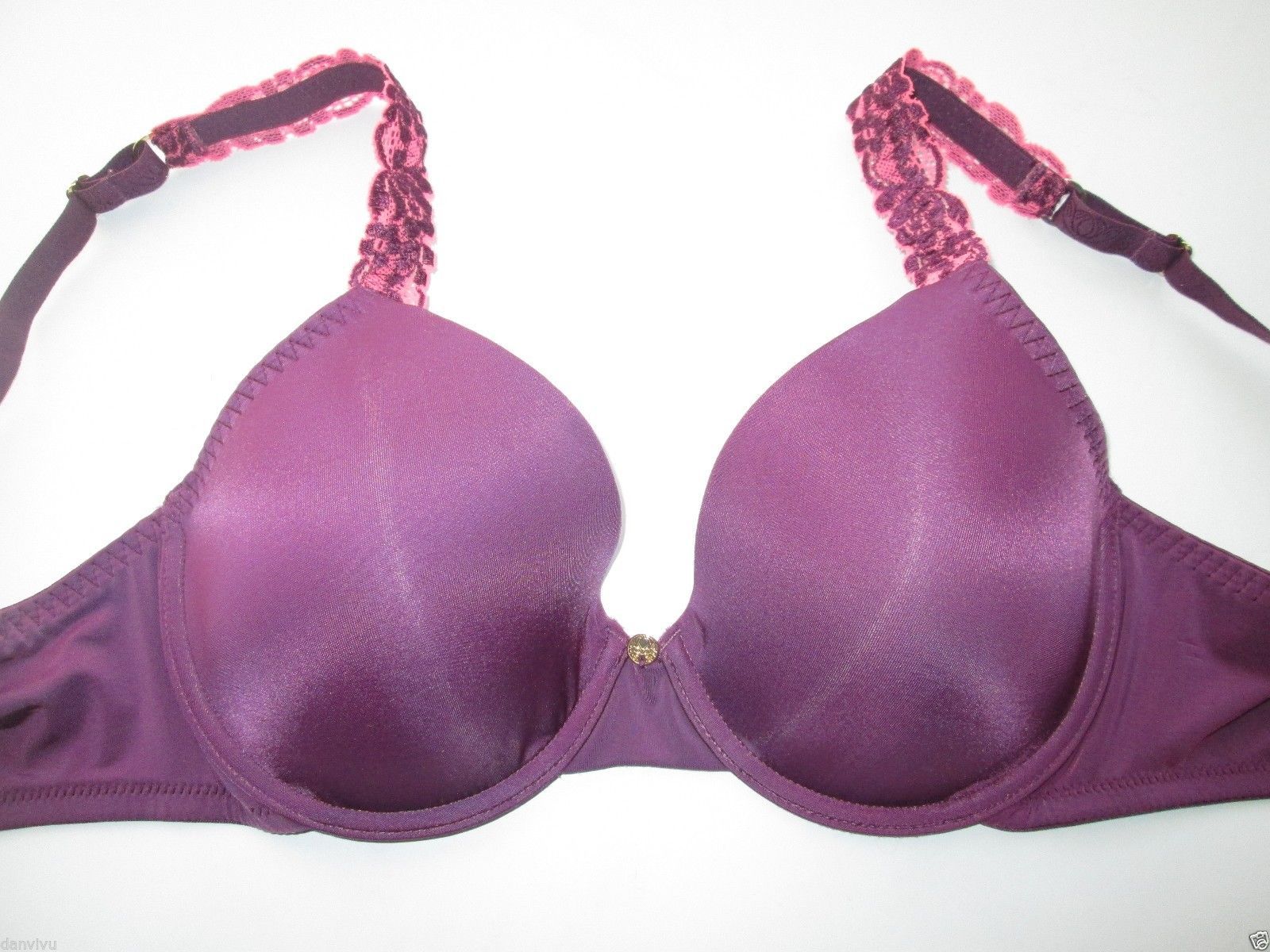 Primary image for Natori 136001 Body Double Lace Trim Full-Fit Contour UW Bra Dark Violet 34C $70