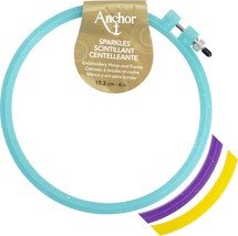 Anchor Sparkle Plastic Embroidery Hoop Assorted Colors-6&quot; Diameter Blue,... - $12.52