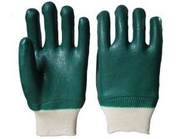 Sandy  Finish, Double Dipped Green PVC , Knit Wrist,  Sold By Dozen - £19.65 GBP