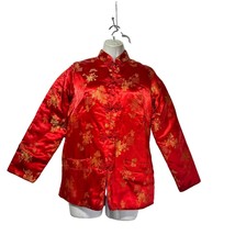 Vintage Yeong Juri Chinese Asian embroidered Red Quilted Authentic jacket Size S - £46.83 GBP