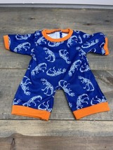 Build A Bear T-Rex Dino Skeleton Sleeper Pajamas Outfit Blue Orange Trim... - $12.86