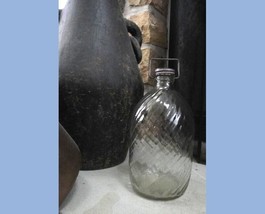 1930&#39;s Antique MIN-AQUA Swirl Glass Water Bottle W Lid &amp; Bale Handle Hoosier - £54.36 GBP