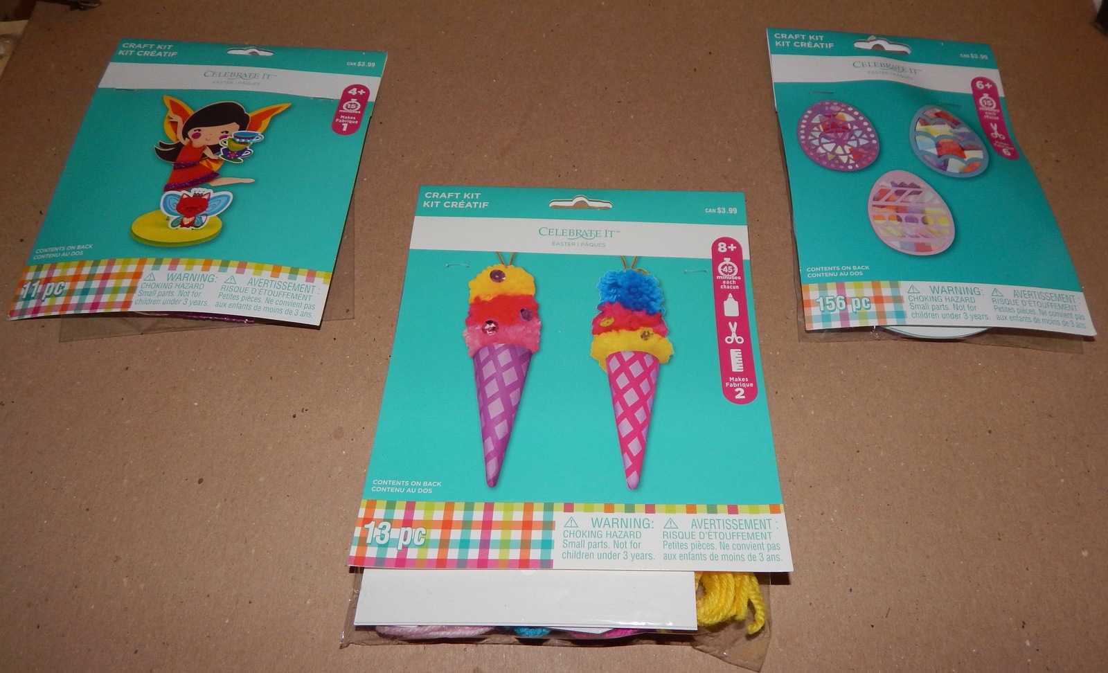 Easter Kids Craft Kits Celebrate It 3pks 180pc Total Makes 9 Items Eggs ... - $7.49
