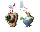 Seasons of Cannon Falls 2 Colorful Rooster and Chicken Christmas Ornaments - £11.86 GBP