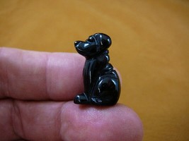 Y-DOG-LA-502) 1&quot; Black onyx Labrador lab Dog FIGURINE stone gemstone bes... - £6.71 GBP