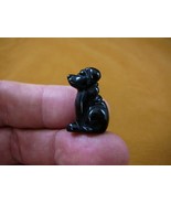 Y-DOG-LA-502) 1&quot; Black onyx Labrador lab Dog FIGURINE stone gemstone bes... - $8.59