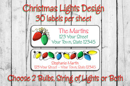 CHRISTMAS Address Labels, Personalized String of Lights Design - £1.48 GBP