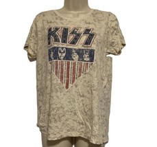 Lucky Brand KISS T Shirt Studded Graphic Tee Medium American Flag Patriot - $13.49