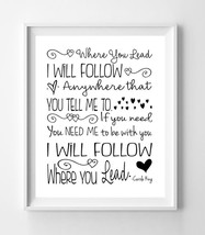 Gilmore Girls Print, Where You Lead I Will Follow 8x10 Wall Art Print, 7 Color C - £5.50 GBP