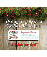 CHRISTMAS Address Labels, Family Personalized Dashing Through the Snow R... - £1.48 GBP