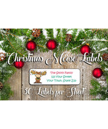 CHRISTMAS Address Labels, Family Personalized Moose with Lights Design - £1.48 GBP