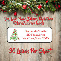 CHRISTMAS Address Labels, Family Personalized Peace and Joy Return Address Label - £1.49 GBP