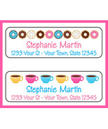 COFFEE and DONUTS Return Address LABELS, Donut - £1.51 GBP
