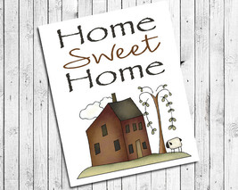 Home Sweet Home 8x10 Prim House Design Wall Decor Art Print - $7.00