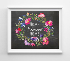 Home Sweet Home 8x10 Rustic Floral Design Wall Decor Art Print - $7.00