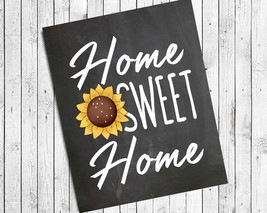 Home Sweet Home 8x10 Sunflower Typography Wall Decor Art Print - £5.50 GBP