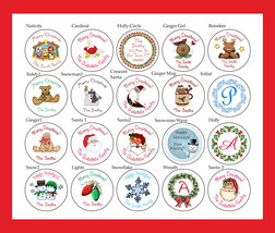 Round CHRISTMAS LABELS / STICKERS / SEALS, 1.5&quot; Personalized Round Labels - $3.79