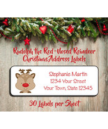 Rudolph the Red-Nosed Reindeer Personalized CHRISTMAS Return Address Labels - £1.48 GBP