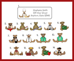 Personalized Teddy Bear Occupations Address Labels, Doctor, Nurse, Dentist, Pilo - £1.51 GBP