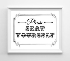 Please Seat Yourself Design Wall Decor Print 8x10 Humorous Bathroom Decor - $7.00