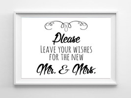 Rustic Look WISHES for the new MR &amp; MRS 8x10 Wedding or Shower Decor Print - £4.81 GBP