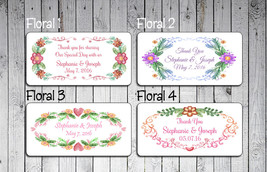 Personalized WEDDING Favor LABELS 2&quot; x 4&quot;, Floral Design Labels - £2.55 GBP+