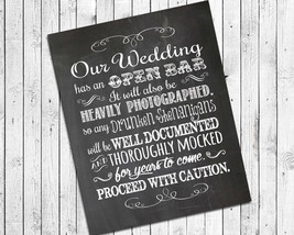 Rustic Look OPEN BAR, Humorous 8x10 Wedding Decor Print - $7.00
