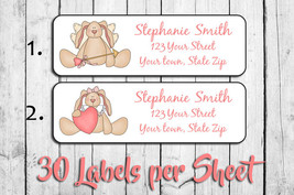 Valentine&#39;s Day Address Labels, Personalized Cupid Bunny Design - £1.53 GBP