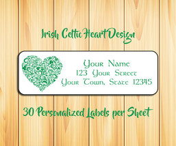 IRISH HEART Personalized Celtic Return Address LABELS - $1.89