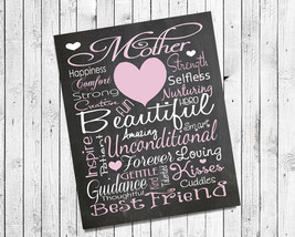 Mom, Mother Love Typography 8x10 Wall Art PRINT Gift - £5.53 GBP