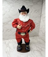 *Santa Clause Cowboy Holly Jolly Rock 16.5 Inch Singing Dancing Gemmy Style - $38.61