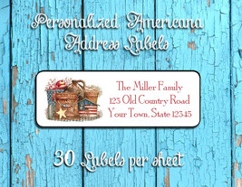 Personalized AMERICANA Grouping Design Return ADDRESS Labels - £1.49 GBP