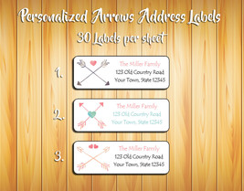 Personalized Crossed Arrows And Hearts Return Address Labels - £1.51 GBP