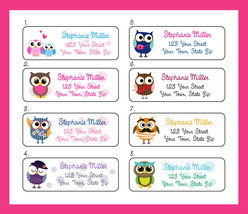 OWL Address LABELS Personalized Colorful Owls Return Address Labels - £1.53 GBP