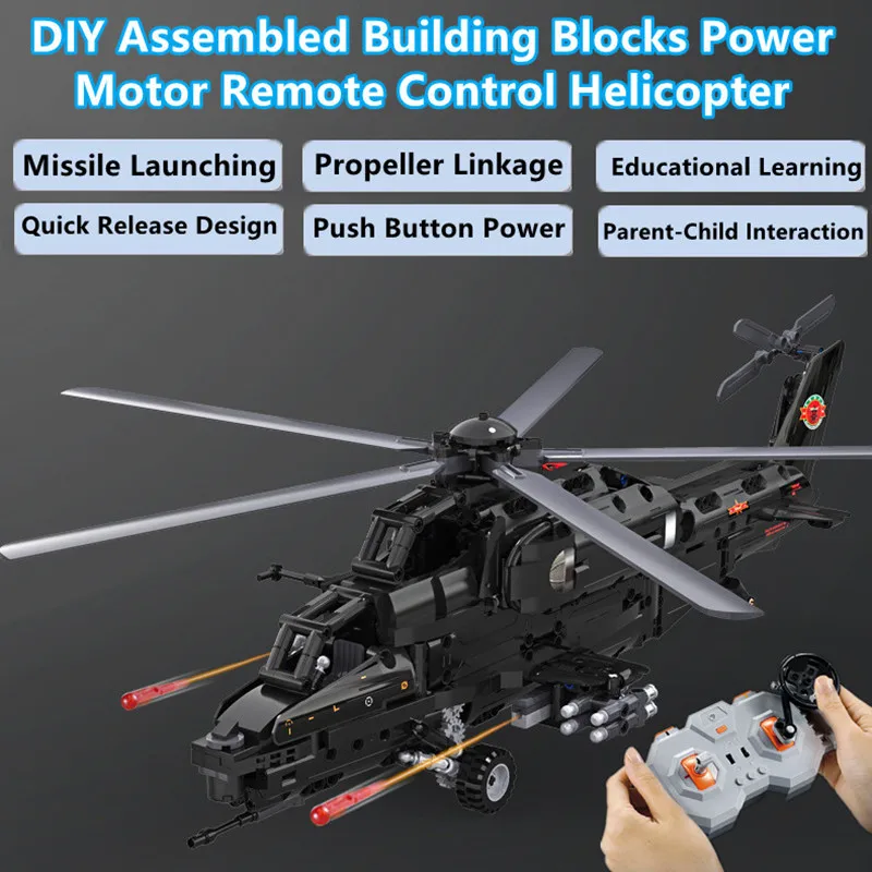 DIY Assembled 989PCS Building Blocks Remote Control Helicopter Missile Launch - £99.39 GBP