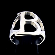 Initial Beta Sterling silver ring Greek alphabet capital letter B high polished  - £40.76 GBP