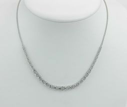 13.90Ct Vintage Diamond Cluster Tennis Necklace 14K White Gold Finsih Adjustable - £179.37 GBP