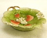 Strawberry Nappy/Candy Dish, Vintage Porcelain, Leaf Shape, 6&quot; x 5&quot;, Han... - $19.55