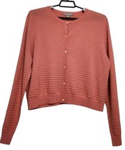 Neiman Marcus Xl Orange/Coral Cashmere Button Down Sweater/ Jacket Micro Meah  - £35.54 GBP