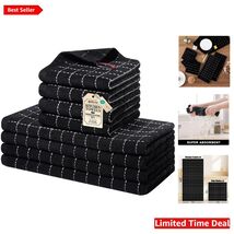 Durable Checkered Cotton Towels Set - 8-Piece Kitchen Essentials Collection - $44.50