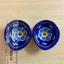 2 Pc Handmade Painted JAIPUR BLUE POTTERY Coaster Coasters 9 cm round D1 - £13.90 GBP