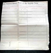 1927 anique SOCIALIST PARTY U.S. PRIMARY RETURN FORM - $34.60
