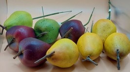 CRAFTS Artificial 2 Lg Apples Grn Pear Yellow Pear  Apple On 6&quot; Stick Lot 9 - £5.51 GBP