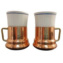 Teleflora Demitasse Coffee Espresso Tea Cups Copper and White Porcelain 1984 VTG - £15.40 GBP