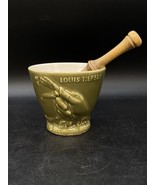 Schering Louis Hebert Ceramic Mortar &amp; Wood Pestle Apothecary Pharmaceut... - $48.86 CAD