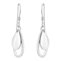 Dramatic and Sleek Double Teardrops Sterling Silver Dangle Earrings - £17.85 GBP